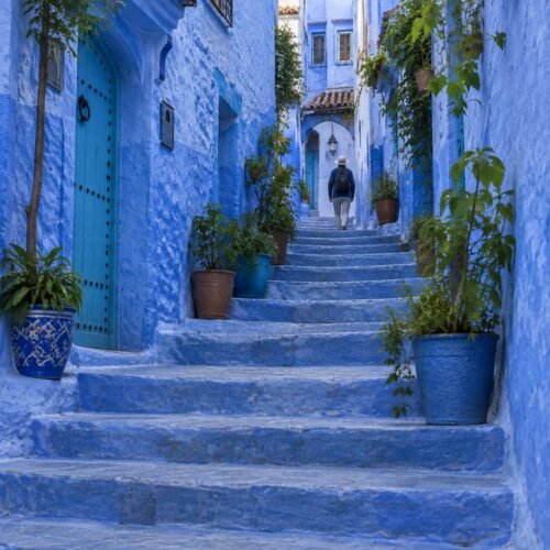 Blue stairway in the medina of Chefchaouen