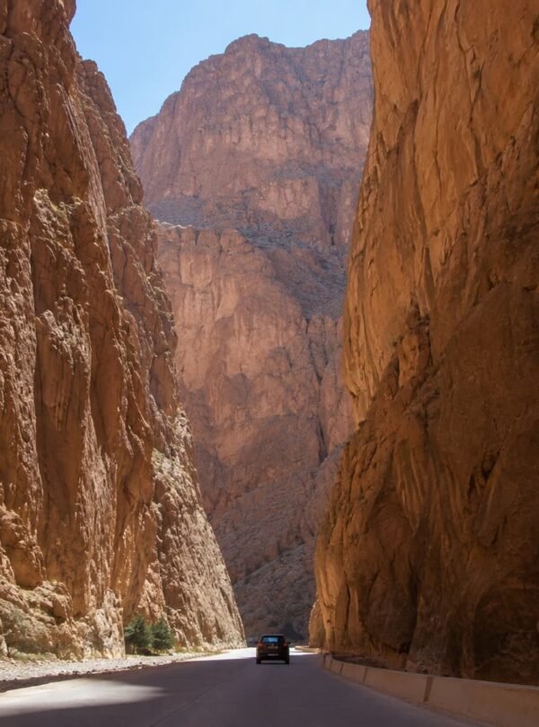 Towering limestone cliffs of the Todra Gorges, on the way to Ouarzazate