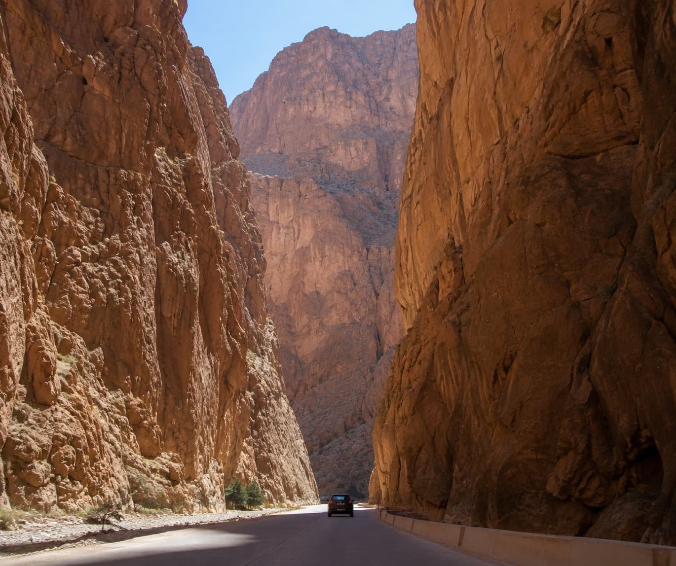 Towering limestone cliffs of the Todra Gorges, on the way to Ouarzazate