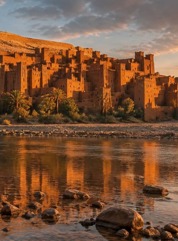 Fortified ksar of Aït Ben Haddou at golden hour