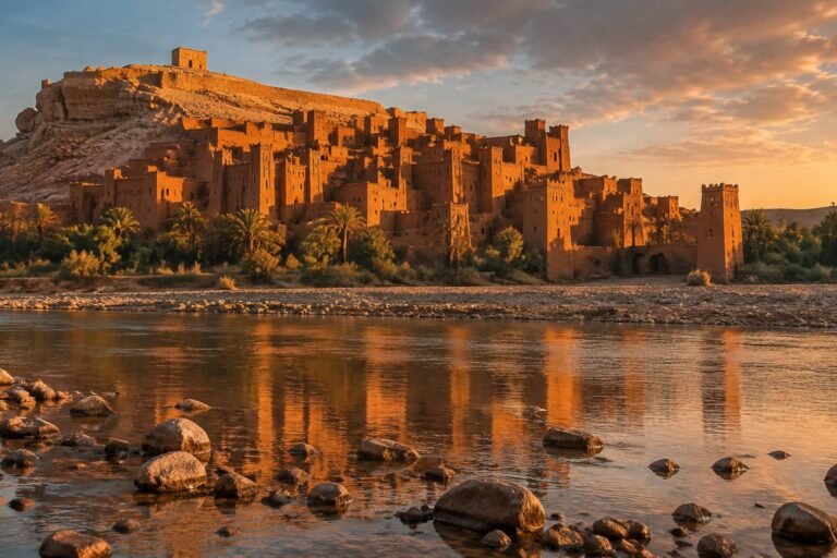 Fortified ksar of Aït Ben Haddou at golden hour