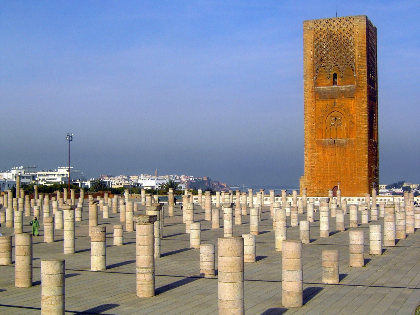 The Hassan Tower, the unfinished 12th-century minaret in Rabat, Morocco's current capital and one of its four imperial cities